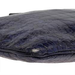 Pre Owned حقيبة كلتش ميو ميو إطار جلد لامعة نقش تمساح أزرق