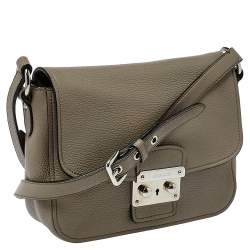 Pre Owned Miu Miu Argilla Grey Leather Madras Crossbody Bag 