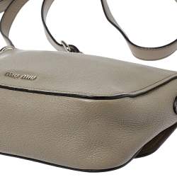 Pre Owned Miu Miu Argilla Grey Leather Madras Crossbody Bag 