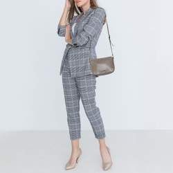 Pre Owned Miu Miu Argilla Grey Leather Madras Crossbody Bag 