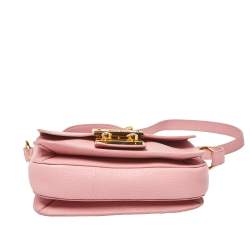Pre Owned Miu Miu Pink Madras Leather Pushlock Flap Shoulder Bag
