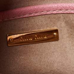Pre Owned Miu Miu Pink Madras Leather Pushlock Flap Shoulder Bag