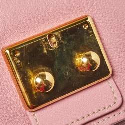 Pre Owned Miu Miu Pink Madras Leather Pushlock Flap Shoulder Bag