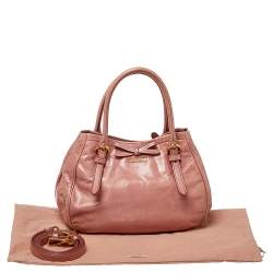 Pre Owned Miu Miu Pink Leather Bow Shoulder Bag