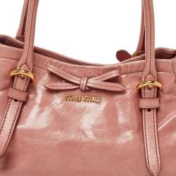 Pre Owned Miu Miu Pink Leather Bow Shoulder Bag