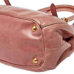 Pre Owned Miu Miu Pink Leather Bow Shoulder Bag