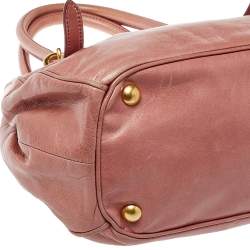 Pre Owned Miu Miu Pink Leather Bow Shoulder Bag