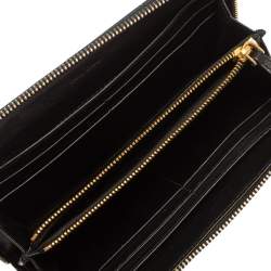 Pre Owned Miu Miu Black Leather Studded Zip Around Wallet