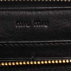 Pre Owned Miu Miu Black Leather Studded Zip Around Wallet