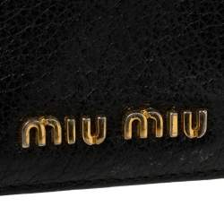 Pre Owned Miu Miu Black Leather Accordion Card Case