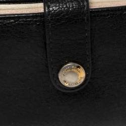 Pre Owned Miu Miu Black Leather Accordion Card Case