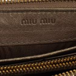 Miu Miu Dark Beige Matelassé Leather Zip Around Continental Wallet