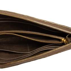 Miu Miu Dark Beige Matelassé Leather Zip Around Continental Wallet