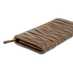 Miu Miu Dark Beige Matelass�é Leather Zip Around Continental Wallet