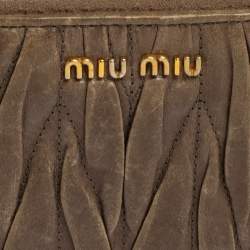 Miu Miu Dark Beige Matelassé Leather Zip Around Continental Wallet
