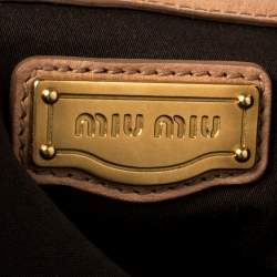 Pre Owned Miu Miu Brown Woven Leather Fringe Hobo