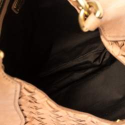 Pre Owned Miu Miu Brown Woven Leather Fringe Hobo