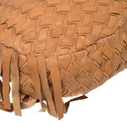 Pre Owned Miu Miu Brown Woven Leather Fringe Hobo