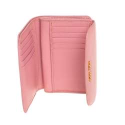 Miu Miu Pink Leather Madras Compact Wallet