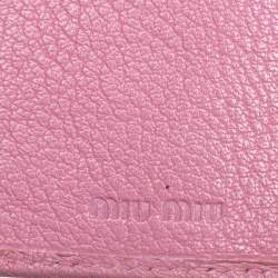 Miu Miu Pink Leather Madras Compact Wallet