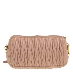 مملوكة مسبقًا Miu Miu Beige Matelassé Leather Double Zip Crossbody Bag