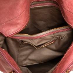 Pre Owned Miu Miu Pink Leather Side Bow Tote
