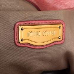 Pre Owned Miu Miu Pink Leather Side Bow Tote
