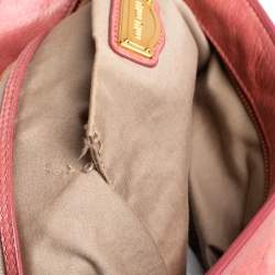 Pre Owned Miu Miu Pink Leather Side Bow Tote