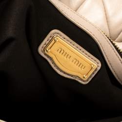 Pre Owned Miu Miu Beige Quilted Leather Studded Flap Shoulder Bag
