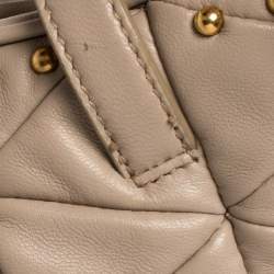 Pre Owned Miu Miu Beige Quilted Leather Studded Flap Shoulder Bag