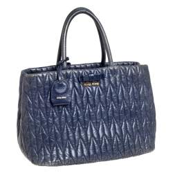 مملوكة مسبقًا Miu Miu Blue Matelassé Leather Tote
