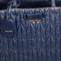 مملوكة مسبقًا Miu Miu Blue Matelassé Leather Tote