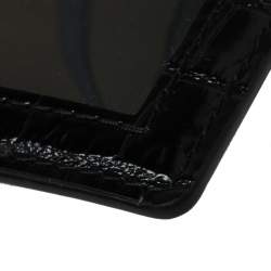Miu Miu Black Croc Embossed Chain Leather Badge Holder  