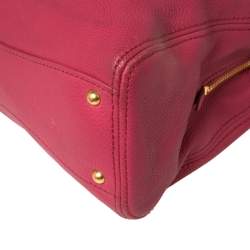 Miu Miu Pink Pebbled Leather Middle Zip Satchel