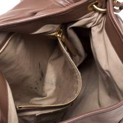 Pre Owned Miu Miu Brown Matelassé Leather Coffer Hobo