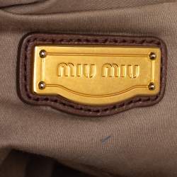 Pre Owned Miu Miu Brown Matelassé Leather Coffer Hobo