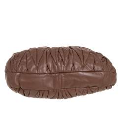 Pre Owned Miu Miu Brown Matelassé Leather Coffer Hobo