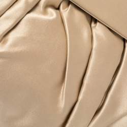 Pre Owned Miu Miu Beige Pleated Satin Flap Clutch