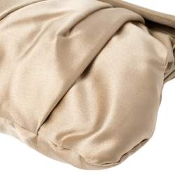Pre Owned Miu Miu Beige Pleated Satin Flap Clutch