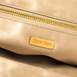 Pre Owned Miu Miu Beige Pleated Satin Flap Clutch