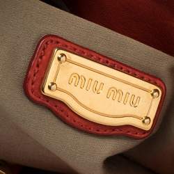 Pre Owned Miu Miu Burnt Orange Matelassé Leather Small Coffer Hobo