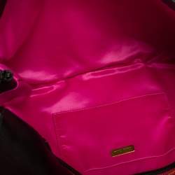 Pre Owned حقيبة كلتش ميو ميو جلد أسود لامع بطيات