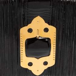 Pre Owned حقيبة كلتش ميو ميو جلد أسود لامع بطيات