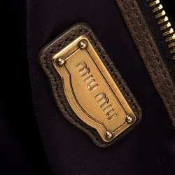 Pre Owned Miu Miu Brown Leather Studded Embellished Monk Tote