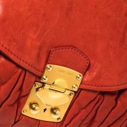 Pre Owned Miu Miu Red Matelassé Leather Front Flap Hobo