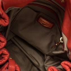 Pre Owned Miu Miu Red Matelassé Leather Front Flap Hobo
