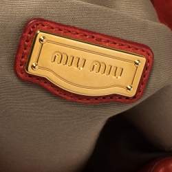 Pre Owned Miu Miu Red Matelassé Leather Front Flap Hobo
