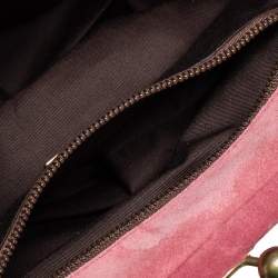 Pre Owned Miu Miu Pink/Brown Leather and Suede Kiss Lock Frame Clutch