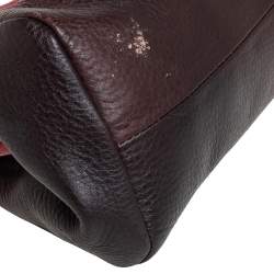 Pre Owned Miu Miu Pink/Brown Leather and Suede Kiss Lock Frame Clutch