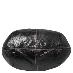 Pre Owned Miu Miu Black Distressed Leather Hobo